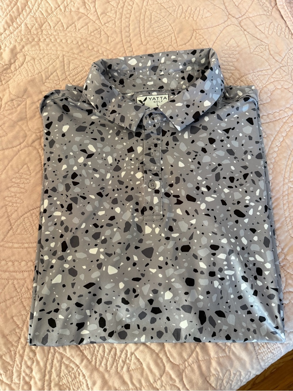 Men’s Gray Terrazzo Print Polo